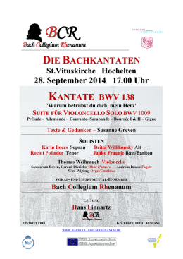 Poster September 2014 - Bach Collegium Rhenanum