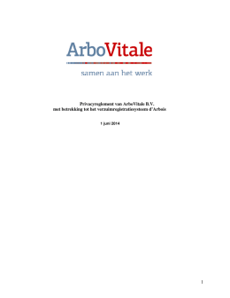 1 Privacyreglement van ArboVitale B.V. met betrekking tot het