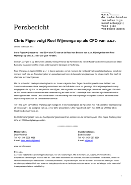 Chris Figee volgt Roel Wijmenga op als CFO van a.s.r.