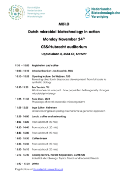 MB1.0 Dutch microbial biotechnology in action Monday