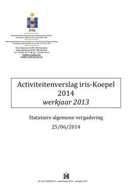 Activiteitenverslag iris Koepel 2014