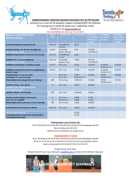 BTC de Pettelaer tarieven najaar 2014/2015