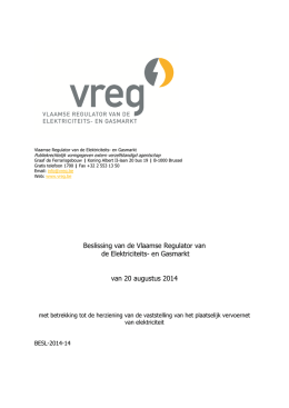 Beslissing van de Vlaamse Regulator van de Elektriciteits- en