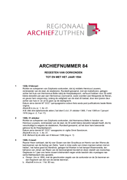 084 Regesten van oorkonden - Regionaal Archief Zutphen