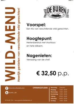 Wild menu - Grand Cafe De Buren
