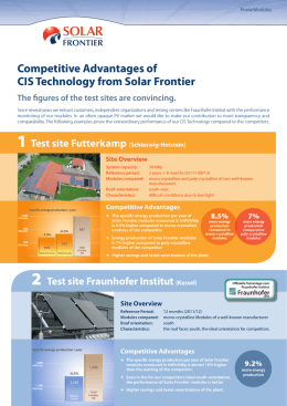 Competitive Advantages of CIS Technology from Solar Frontier Test