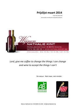 Prijslijst maart 2014 - Wijnen Nathalie Kint
