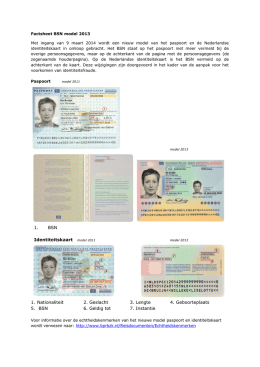 1. BSN Identiteitskaart model 2011 1. Nationaliteit 2. Geslacht 3