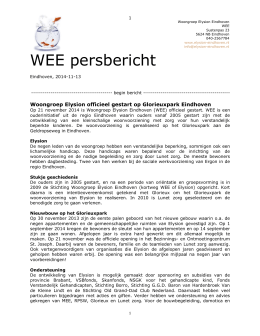 WEE persbericht - Woongroep Elysion Eindhoven