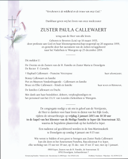 ZUSTER PAULA CALLEWAERT - Uitvaartzorg Funebra Valentin