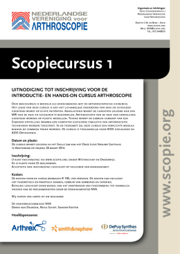 Scopiecursus 1 - Nederlandse Vereniging voor Arthroscopie