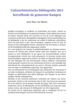 Cultuurhistorische bibliografie 2013 betreffendede gemeente Kampen