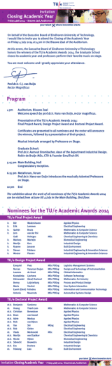 Closing Academic Year Nominees for the TU/e Academic Awards