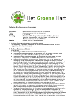 Notulen Medezeggenschapsraad - obs Het Groene Hart Zuidwolde