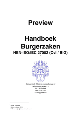 Handboek Burgerzaken conform NEN-ISO/IEC 27002 en BIG