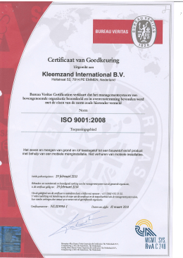 Certificaat van Goedkeuring Norm 9001 NL