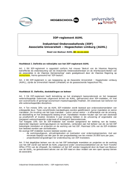 IOF-reglement AUHL Industrieel Onderzoeksfonds (IOF) Associatie