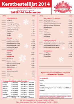 Kerstbestellijst 2014 - Bakkerij van Horssen