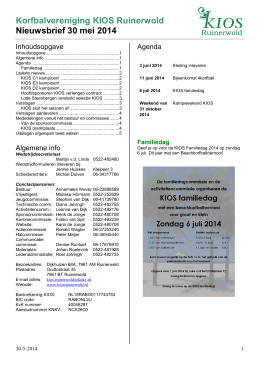 Korfbalvereniging KIOS Ruinerwold Nieuwsbrief 30 mei 2014