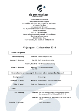 Vrijdagpost 12 december 2014 - Steinerschool Leuven de