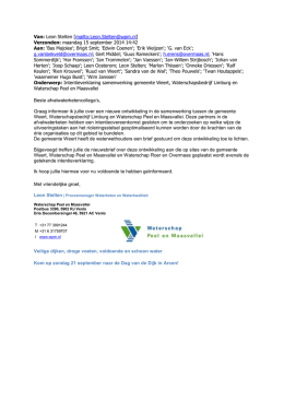 E-mailbericht van Waterschap Peel en Maasvallei van 15 september