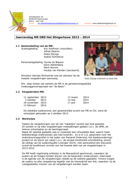 Jaarverslag MR OBS Het Slingertouw 2013