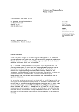 "Kamerbrief over het Erasmus Medisch Centrum