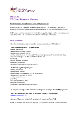 VACATURE EPP Pricing University Manager
