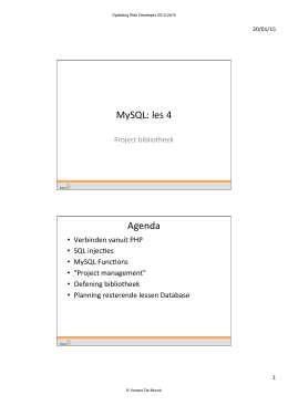 MySQL: les 4 Agenda - Cursusmateriaal opleiding web developer