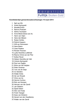 Kandidatenlijst gemeenteraadsverkiezingen 19 maart 2014