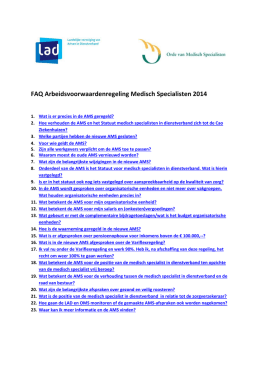FAQ Arbeidsvoorwaardenregeling Medisch Specialisten 2014