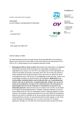 Brief CNV over zorgen bezuinigingen gemeenten op Wmo