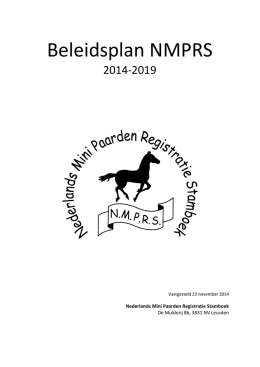 NMPRS Beleidsplan 2014-2019 - Nederlandse Mini Paarden