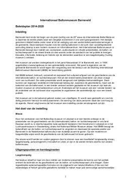 1 Internationaal Ballonmuseum Barneveld Beleidsplan 2014