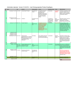 Activiteiten kalender Versie 21-05-2014 Inzet