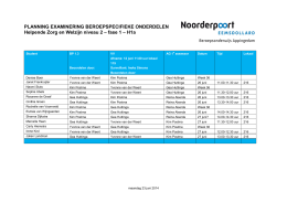 PLANNING EXAMINERING BEROEPSPECIFIEKE