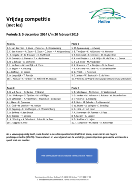 Vrijdag indeling 2e periode 2014-2015