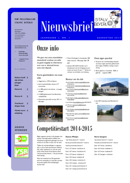 Nieuwsbrief augustus 2014