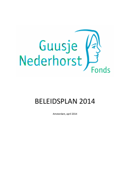 BELEIDSPLAN 2014 - Guusje Nederhorst Fonds