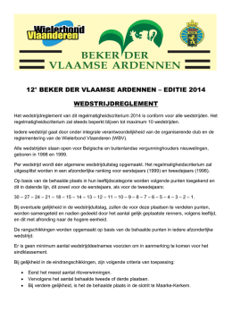Wedstrijdreglement - Wielerbond Vlaanderen