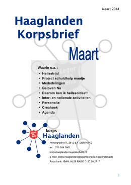 Korpsbrief Haaglanden Maart 2014