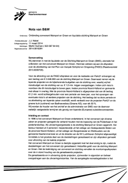 Ontbinding convenant Mainport Schiphol en Groen en stichting