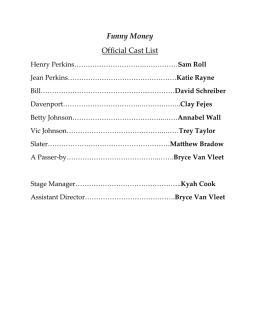 Funny Money Official Cast List - Heritage High School Theatre