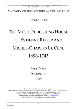 Estienne Roger -- Documents 1709
