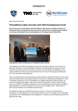 PERSBERICHT ThreadStone Cyber Security wint HSD Development Fund!