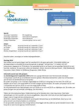weekinfo 290814 - De Hoeksteen Nieuwlande