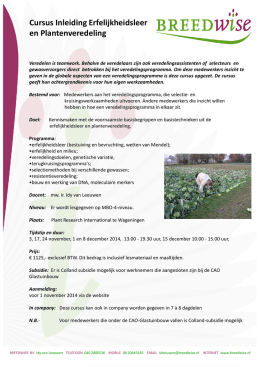 Cursus Inleiding Erfelijkheidsleer en Plantenveredeling