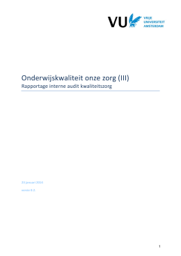 Onderwijskwaliteit onze zorg (III)