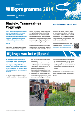 Wijkprogramma 2014 - Gemeente Leeuwarden