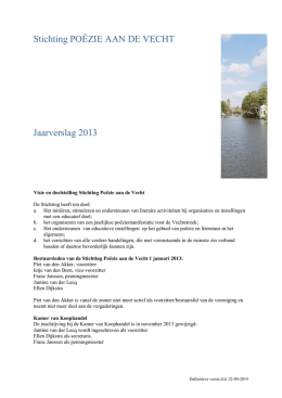 Stichting POËZIE AAN DE VECHT Jaarverslag 2013